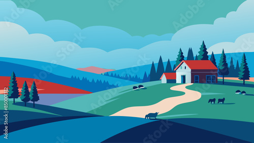 Surrounded by the enchanting beauty of nature, a charming house sits atop a picturesque landscape.