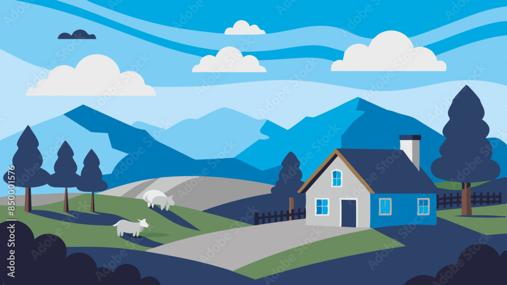 A beautiful landscape with a house nestled on the highest point. Tranquil scenery with a picturesque house situated on top. A beautiful landscape with a house nestled on the highest point. Tranquil scenery with a picturesque house situated on top.