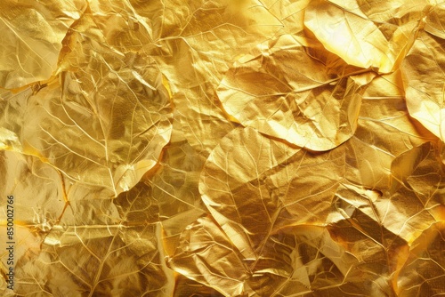 Gold foil leaf shiny wrapping paper texture background for wall paper decoration element © kashif 2158