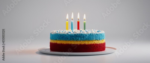 Minimalist birthday cake with a single candle frosted