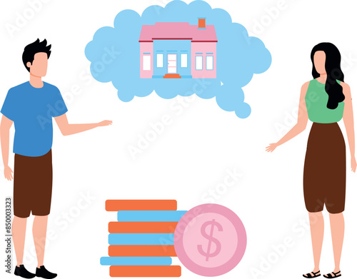 A boy and a girl are talking about building a bank.