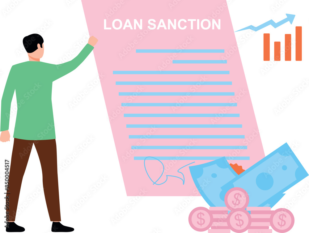 Boy is showing sanction document for loan. Boy is showing sanction document for loan.