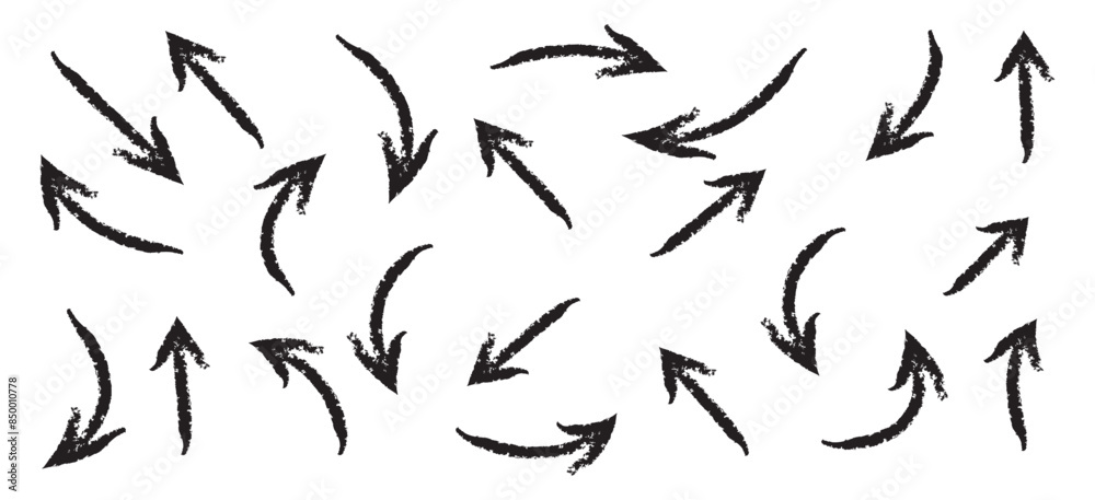 Collection of vector arrows. The drawn object of the brush. Arrows on a white background .Abstract hand-painted brush and stroke arrows in eps 10. Collection of vector arrows. The drawn object of the brush. Arrows on a white background .Abstract hand-painted brush and stroke arrows in eps 10.