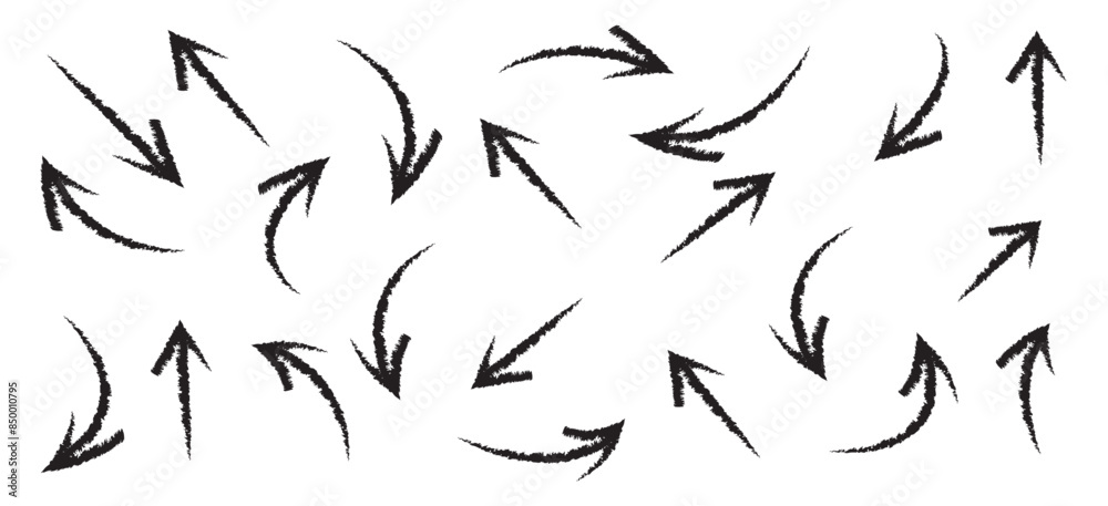 Collection of vector arrows. The drawn object of the brush. Arrows on a white background .Abstract hand-painted brush and stroke arrows in eps 10. Collection of vector arrows. The drawn object of the brush. Arrows on a white background .Abstract hand-painted brush and stroke arrows in eps 10.