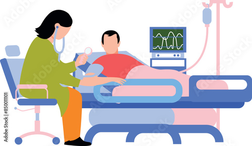 A doctor is checking a patient's BP.