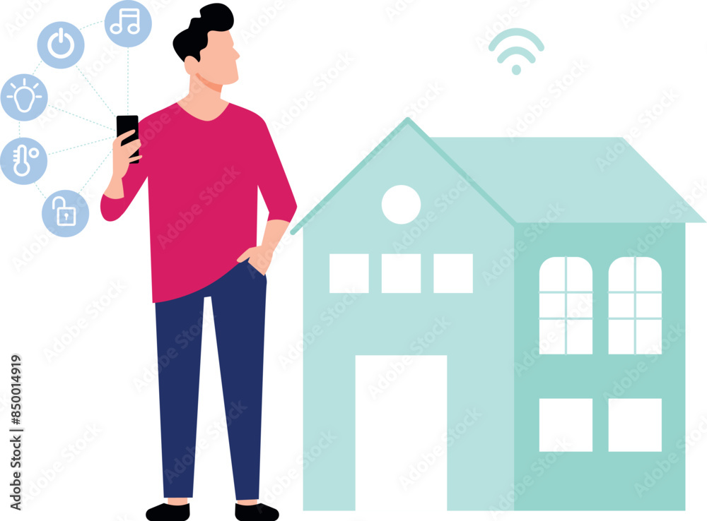 A boy is using smartphone.