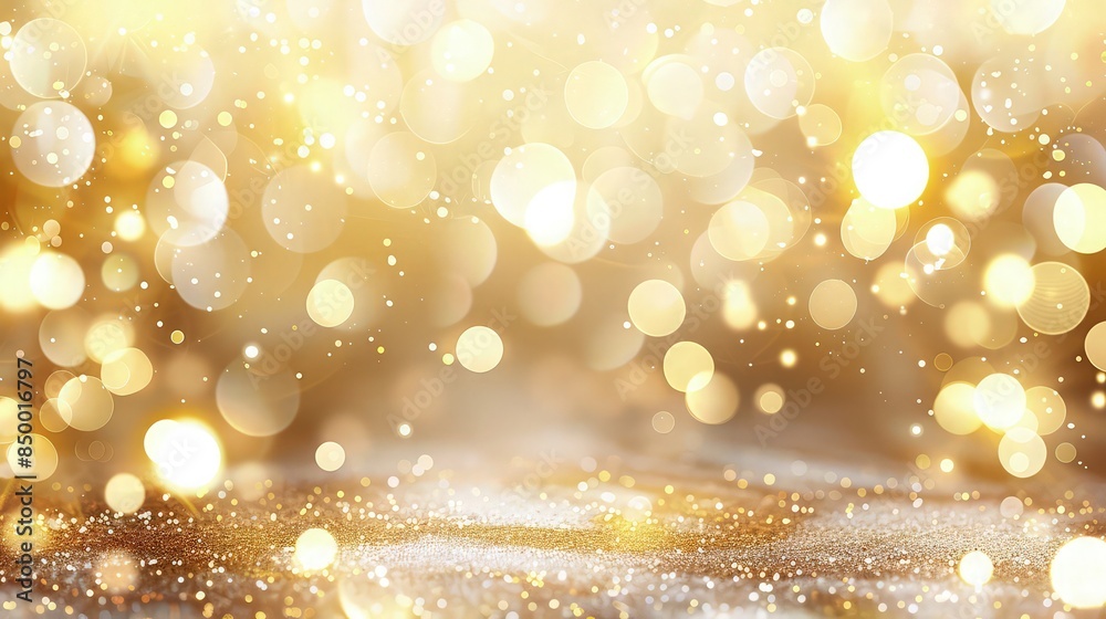 A magical birthday background with abstract bokeh lights in shimmering gold and cream, creating an enchanting and luxurious atmosphere for a special celebration. A magical birthday background with abstract bokeh lights in shimmering gold and cream, creating an enchanting and luxurious atmosphere for a special celebration.