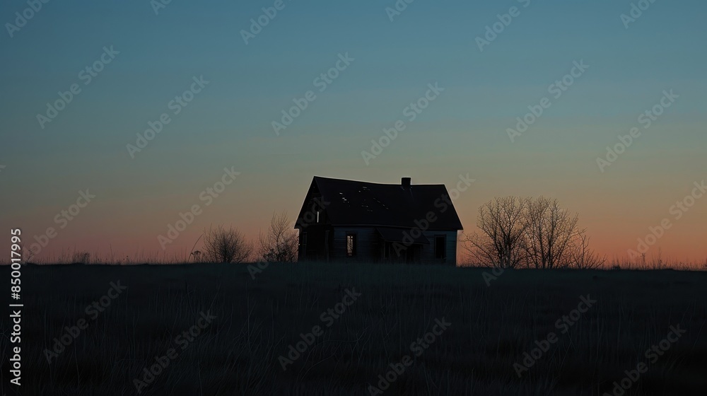 Obraz premium A faint distant silhouette of a childhood home