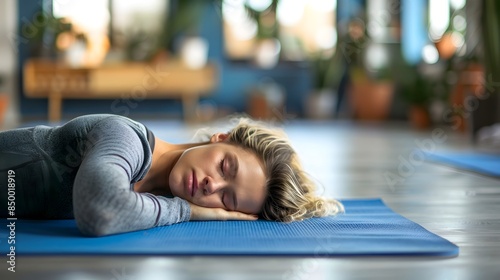 Blissful Slumber on Yoga Mat in Tranquil Ambiance