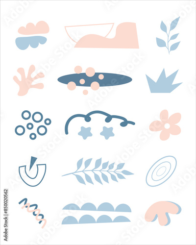 Abstract illustrative flat handraw vector element bundle