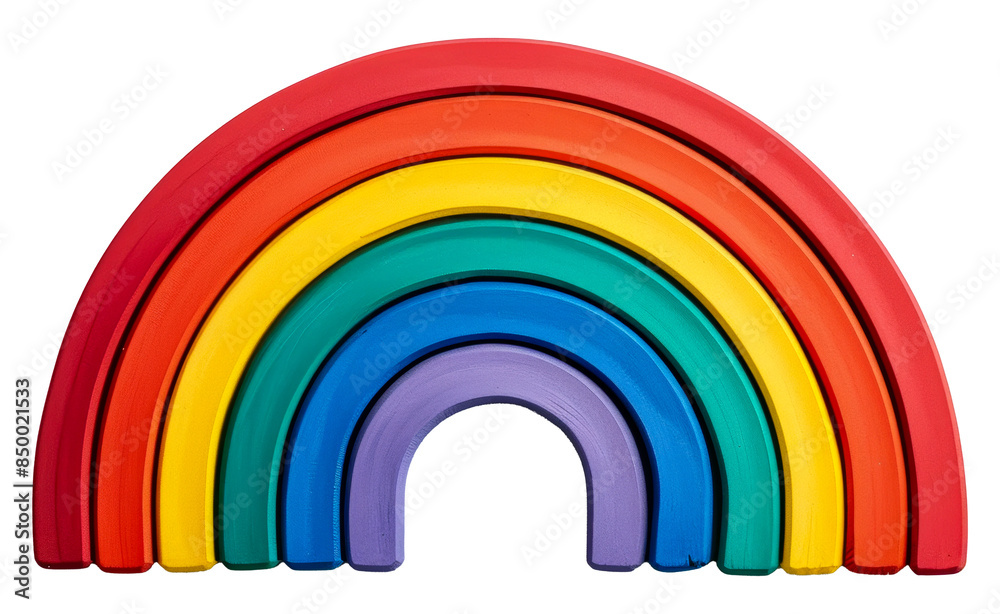 Fototapeta premium Wooden rainbow stacking toy png isolated on transparent background