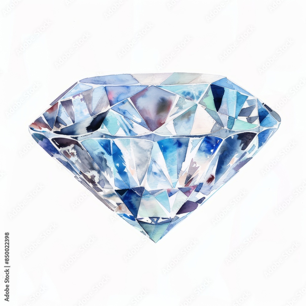 Watercolor painting of a dazzling diamond gemstone, with sparkling clarity and captivating brilliance, on isolated white background, Generative AI Watercolor painting of a dazzling diamond gemstone, with sparkling clarity and captivating brilliance, on isolated white background, Generative AI