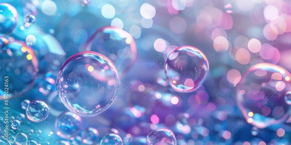 Naklejka premium Vibrant Purple Liquid Water Droplets on Ornate Background. Nature and Science concept