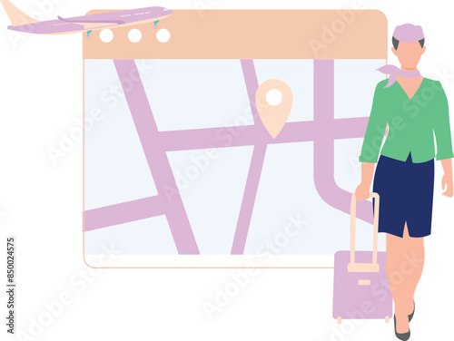 An air hostess is ready for business travel.