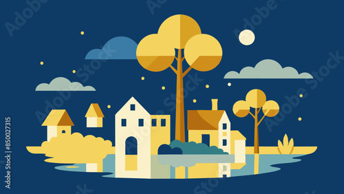 A picturesque setting is formed by a charming cozy house nestled beside a majestic tree.