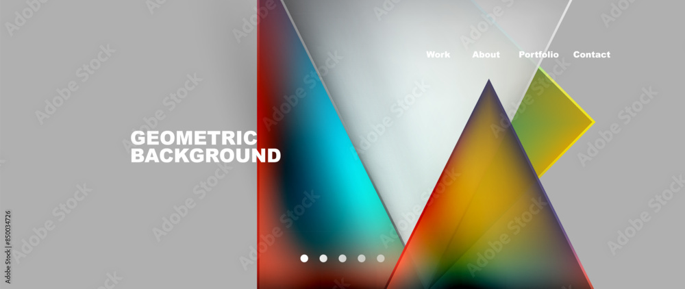 Metal triangles with colorful bright triangles. Geometric modern minimalist design template Metal triangles with colorful bright triangles. Geometric modern minimalist design template