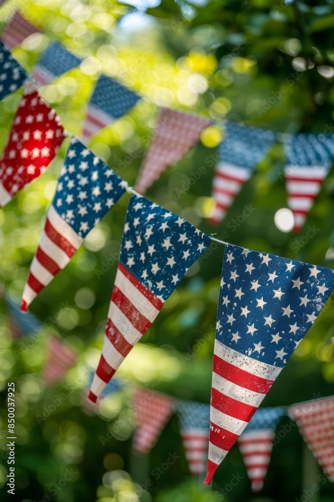 Obraz premium Festive bunting and decorations for Patriot Day.