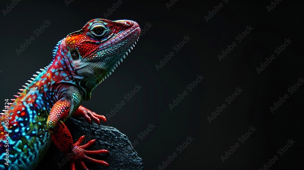 Obraz premium Amazing colorful picture exotic lizard : Generative AI