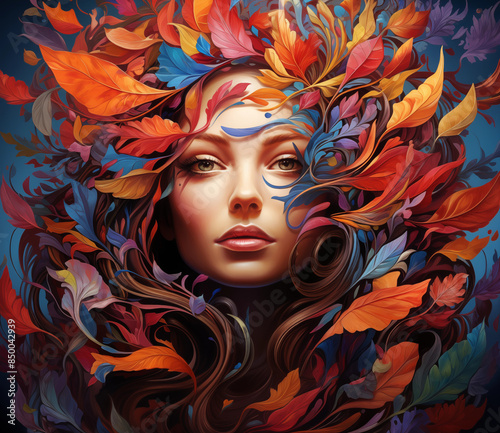 Beautiful Woman Paint Splash Tendrils