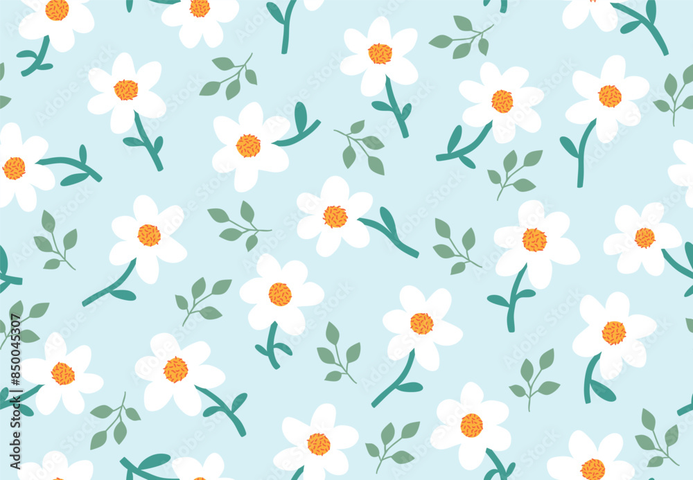Cute daisy flower seamless pattern. Cute daisy flower seamless pattern.