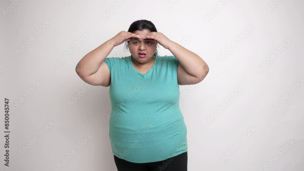 Sad unhappy overweight indian woman unhappy with her excessive betty fat, weight loss and obesity concept. 4k