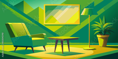 The peaceful and inviting ambiance of the serene room is accentuated by the presence of a modest chair and table.