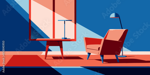 The peaceful and inviting ambiance of the serene room is accentuated by the presence of a modest chair and table.