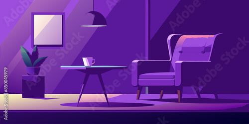 The peaceful and inviting ambiance of the serene room is accentuated by the presence of a modest chair and table.