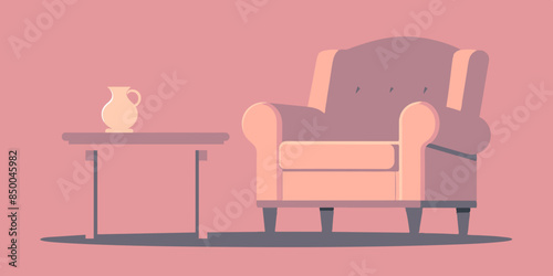 The peaceful and inviting ambiance of the serene room is accentuated by the presence of a modest chair and table.