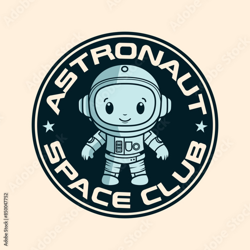 Astronaut in galaxy exploration spaceman Vintage Retro Badge logo
