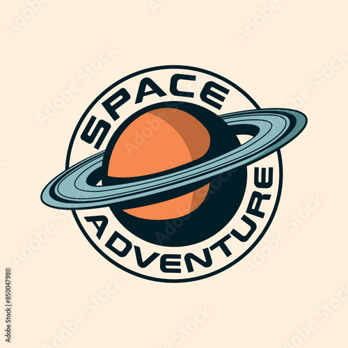 Space Galaxy universe outer space planet Vintage Retro Badge logo