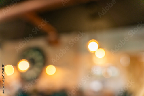 Blurry Lights and Bokeh in a Cozy Cafe Interior