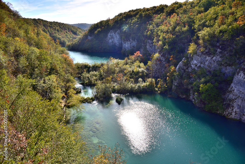 Plitvice Lakes National Park is one of the oldest and largest national parks in between Lika-Senj County and Karlovac County in Croatia photo