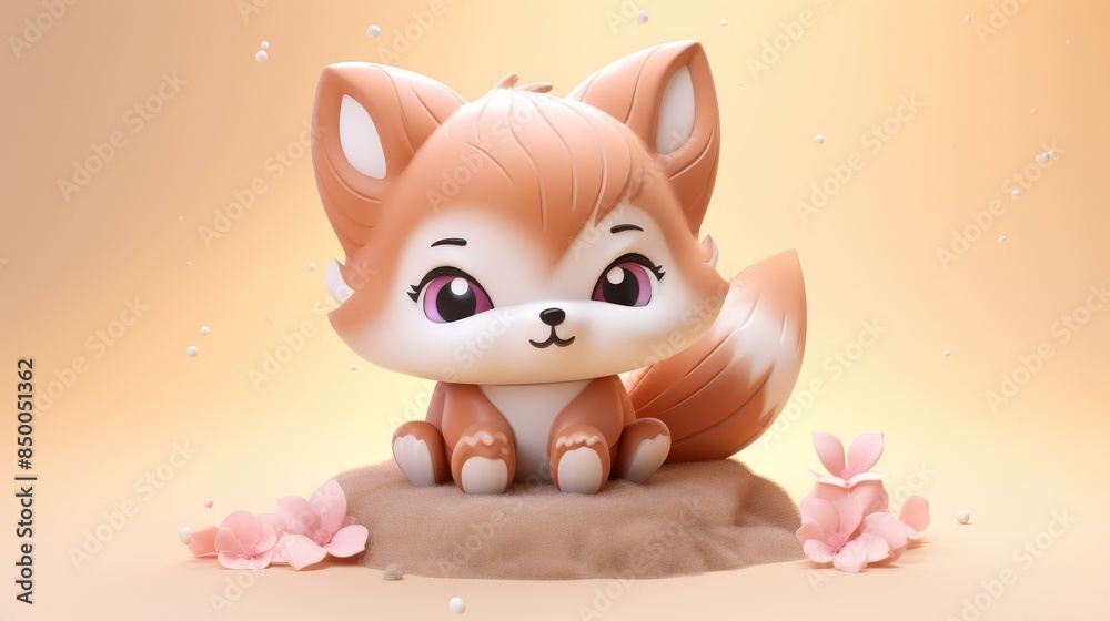 Adorable clay Fox creation in muted pastels on a matte background with subtle gradients, perfect for kawaii lovers. Adorable clay Fox creation in muted pastels on a matte background with subtle gradients, perfect for kawaii lovers.