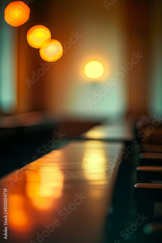 Abstract blurred background of an empty law courtroom