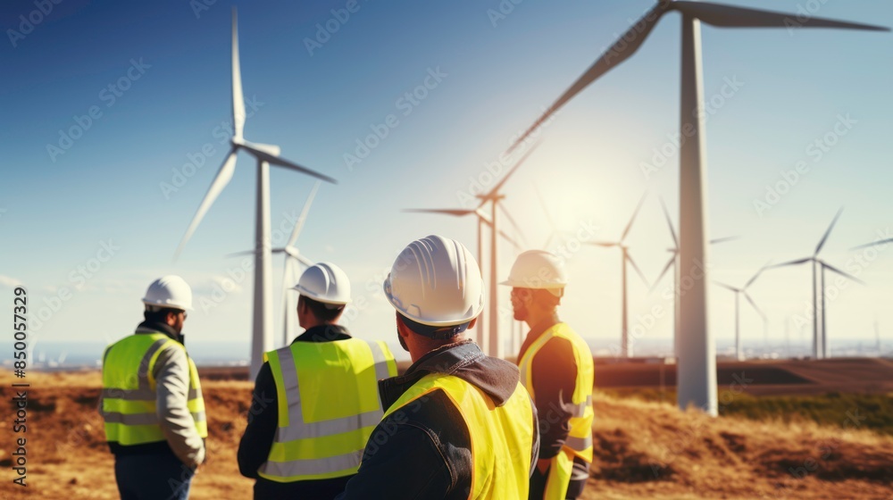 A team of engineers discussing wind turbine A team of engineers discussing wind turbine
