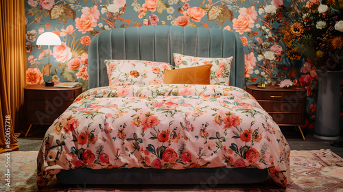 floral bed with a floral pattern and a floral background © Mumtaj