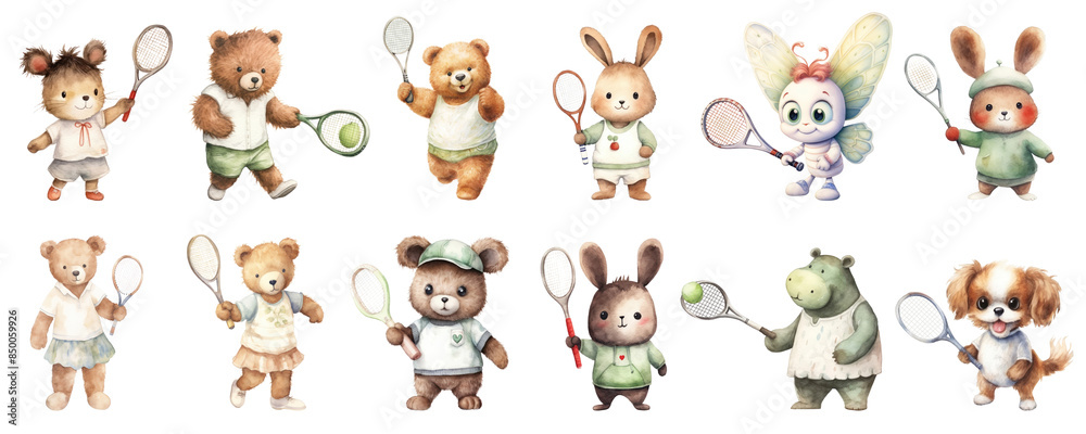 Obraz premium Diverse sportive animal characters set
