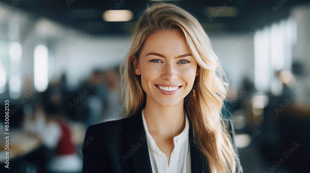 Fototapeta premium Smiling businesswoman looking at camera 