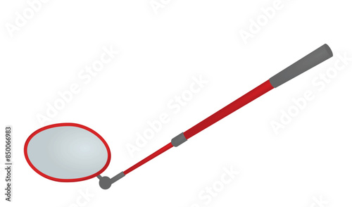 Metal inspector mirror. vector illustration