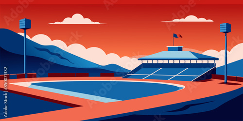 A baseball field, adorned with a magnificent stadium and a mesmerizing cityscape as its backdrop.