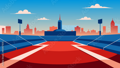 A baseball field, adorned with a magnificent stadium and a mesmerizing cityscape as its backdrop.