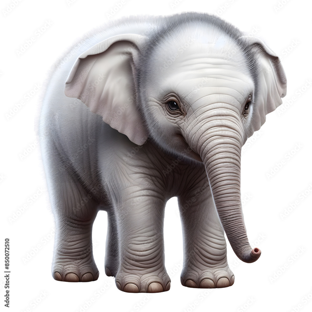 Fototapeta premium a white baby elephant on transparent background