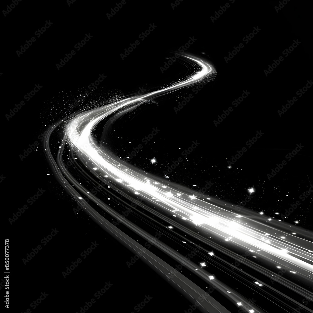 Luminous white lines of speed. Light glowing effect. Abstract motion lines. Light trail wave, fire path trace line, car lights, optic fiber and incandescence curve twirl on black background Luminous white lines of speed. Light glowing effect. Abstract motion lines. Light trail wave, fire path trace line, car lights, optic fiber and incandescence curve twirl on black background