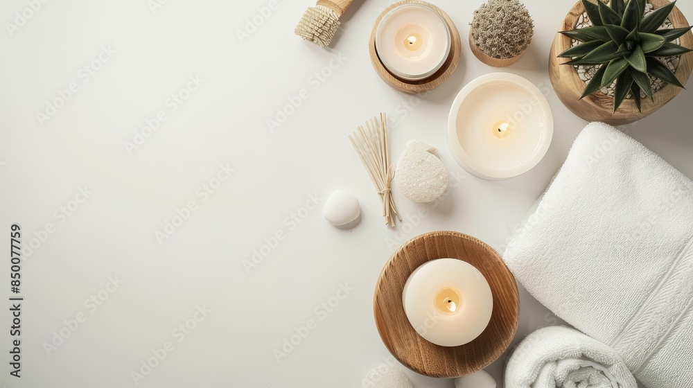 Simple yet effective arrangement of spa and relaxation items with copy space Simple yet effective arrangement of spa and relaxation items with copy space