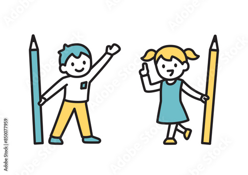 勉強について紹介する子どもをイメージしたシンプルなイラスト