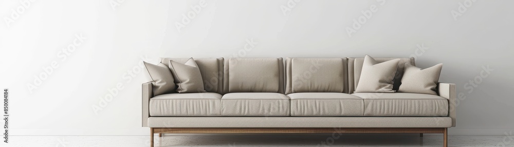 Obraz premium Beige sofa with cushions