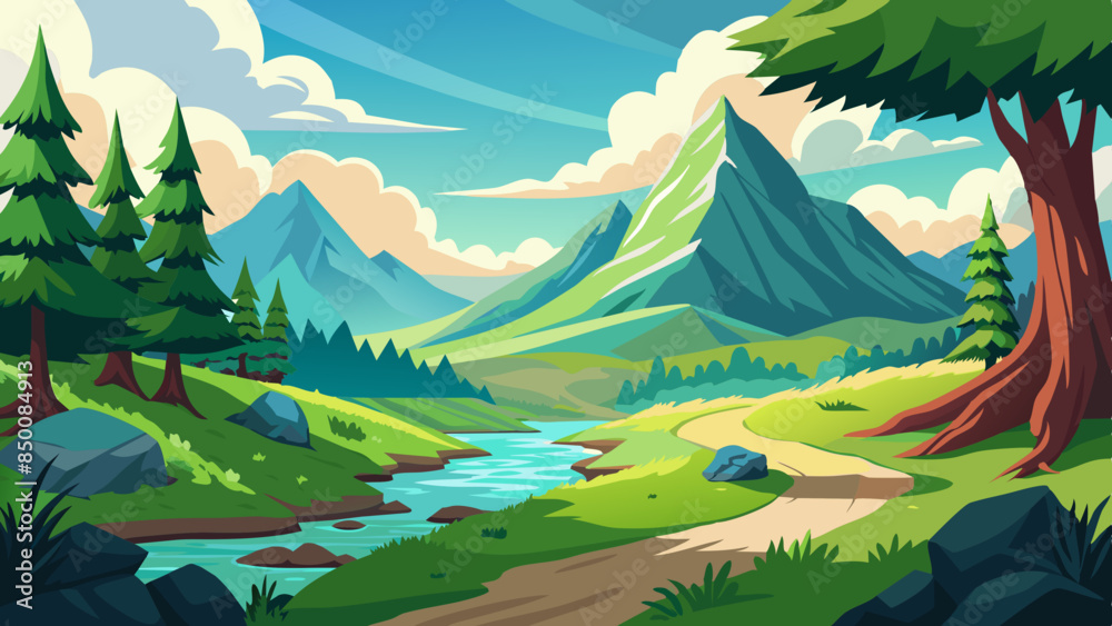 Obraz premium The beauty of a mountain landscape, where the harmonious blend of colors showcases the serene and captivating allure of nature.