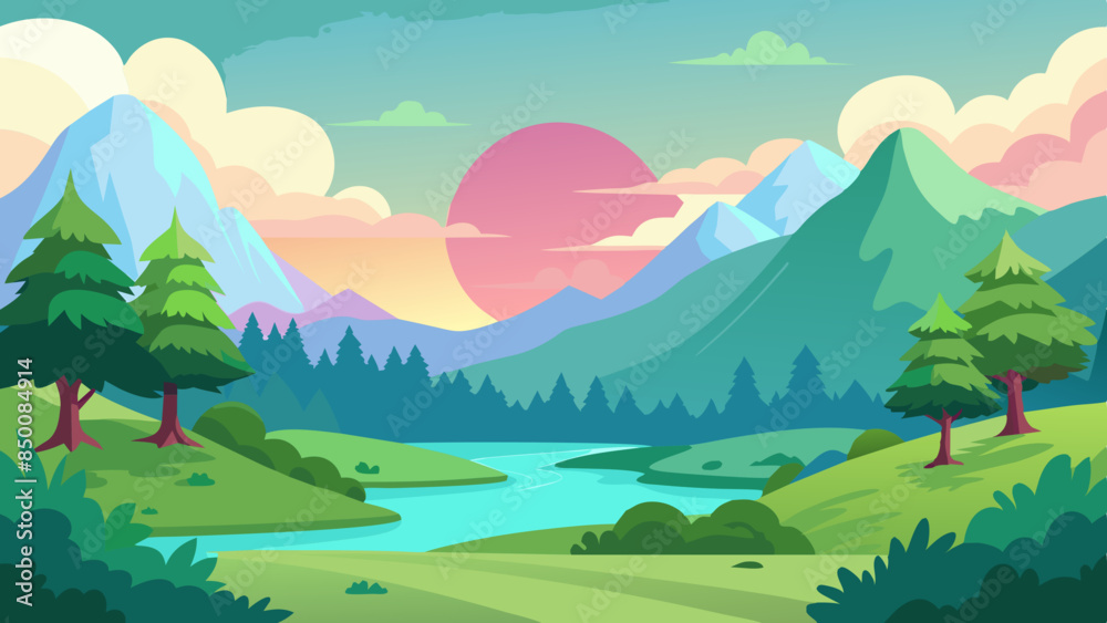 Obraz premium The beauty of a mountain landscape, where the harmonious blend of colors showcases the serene and captivating allure of nature.