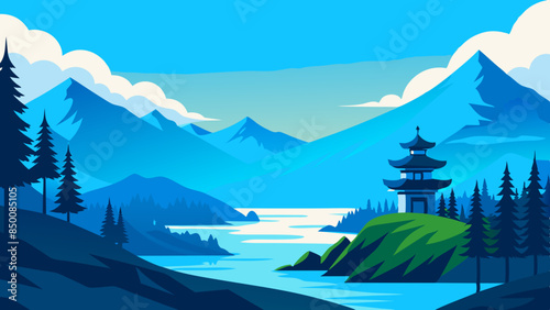 A tranquil mountain landscape, adorned with a vibrant array of colors, that truly showcases the splendor of nature.